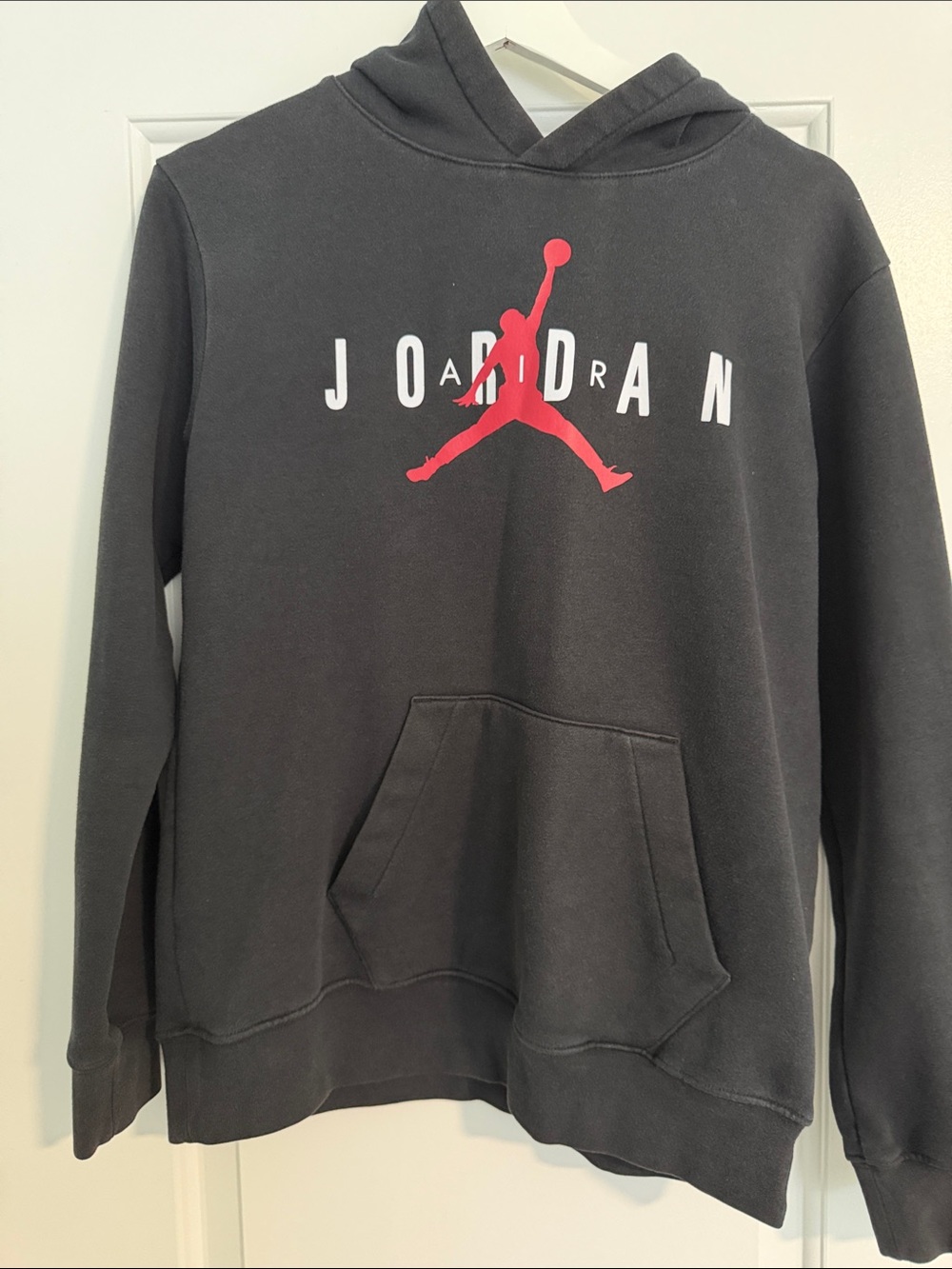 Jordan Black Hoodie with Red Jumpman and White Lettering